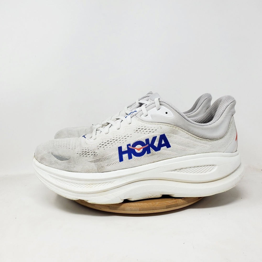 Hoka One One Bondi 9 Shoes Mens 12.5 D Grey Comfort Walking Running Sneaker